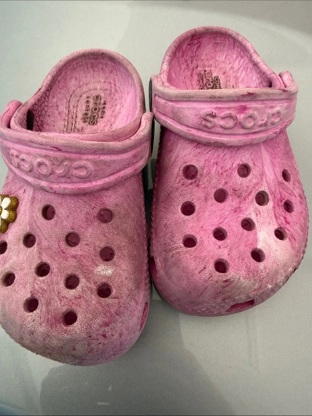 CROCS Kids Pink Classic Clogs with Heel Strap